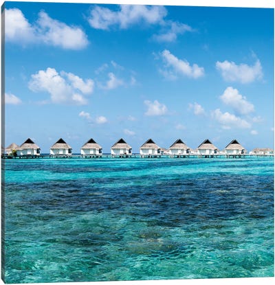 Overwater Villas At A Luxury Beach Resort In The Maldives Canvas Art Print - Maldives