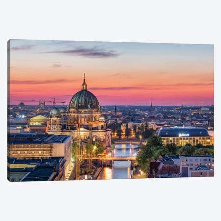 Berlin Cathedral (Berliner Dom) And Spree River At Sunset Canvas Print #JNB1373} by Jan Becke Canvas Wall Art