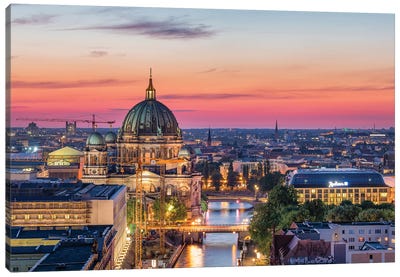 Berlin Cathedral (Berliner Dom) And Spree River At Sunset Canvas Art Print - Berlin Art