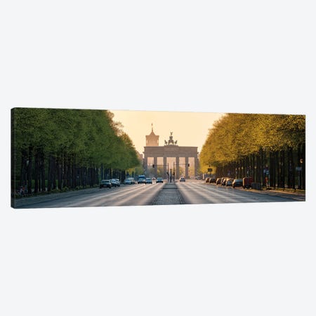 Panoramic View Of Straße Des 17. Juni And Brandenburg Gate (Brandenburger Tor) At Sunrise Canvas Print #JNB1381} by Jan Becke Canvas Art Print