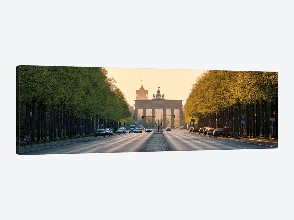 Panoramic View Of Straße Des 17. Juni And Brandenburg Gate (Brandenburger Tor) At Sunrise by Jan Becke 1-piece Canvas Print