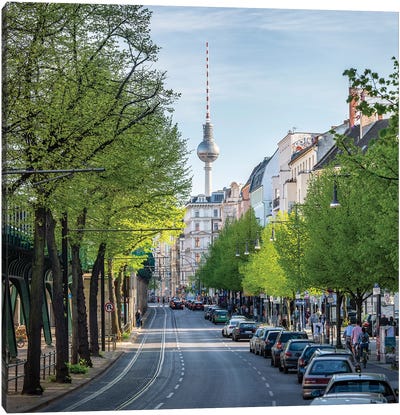 Berlin Television Tower (Fernsehturm Berlin) In Spring, Berlin, Germany Canvas Art Print - Berlin Art