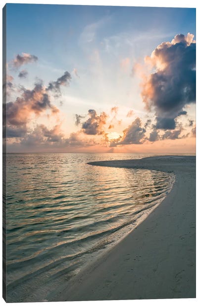 Sunset At The Beach Canvas Art Print - Maldives