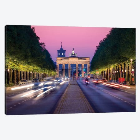Brandenburg Gate (Brandenburger Tor) And Straße Des 17. Juni At Dusk Canvas Print #JNB1390} by Jan Becke Canvas Wall Art