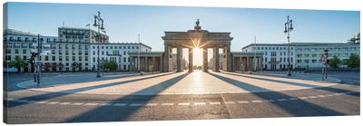 Panoramic View Of The Brandenburg Gate (Brandenburger Tor) At Platz Des 18. März, Berlin, Germany Canvas Art Print - Berlin Art