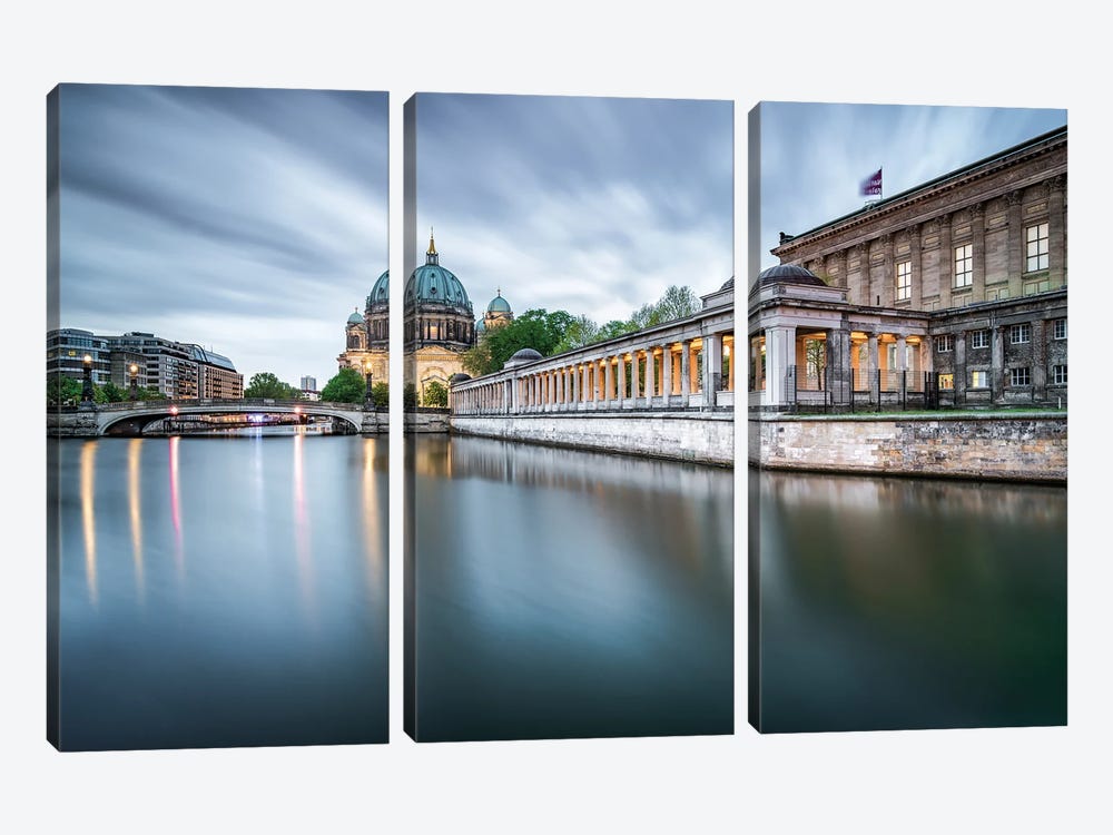 Berlin Cathedral (Berliner Dom) And Museum Island Along The Spree by Jan Becke 3-piece Canvas Wall Art