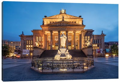 Konzerthaus Berlin (Berlin Concert Hall) And Schiller Monument At The Gendarmenmarkt, Berlin, Germany Canvas Art Print - Berlin Art