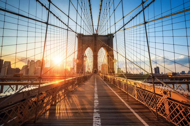 Brooklyn Bridge In New York City by Jan Becke wall art