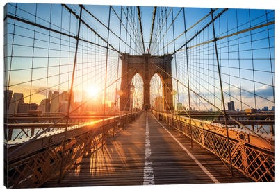 Brooklyn Bridge In New York City Canvas Art Print - Jan Becke