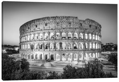Colosseum In Rome Monochrome Canvas Art Print - Wonders of the World