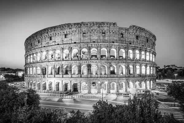 Wonders Of The World: Colosseum In Rome Monochrome by Jan Becke
