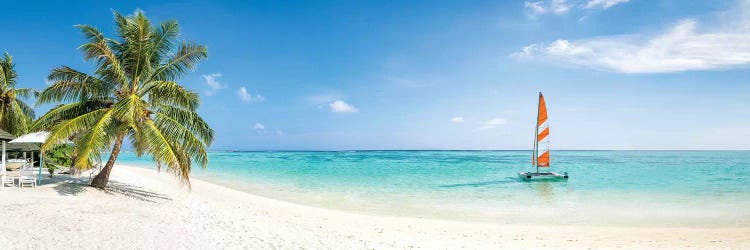 Beach Panorama On The Maldives by Jan Becke wall art