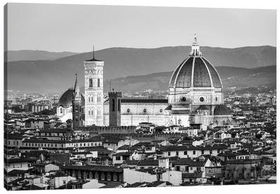 Florence Cathedral In Black And White Canvas Art Print - Aerial Photography