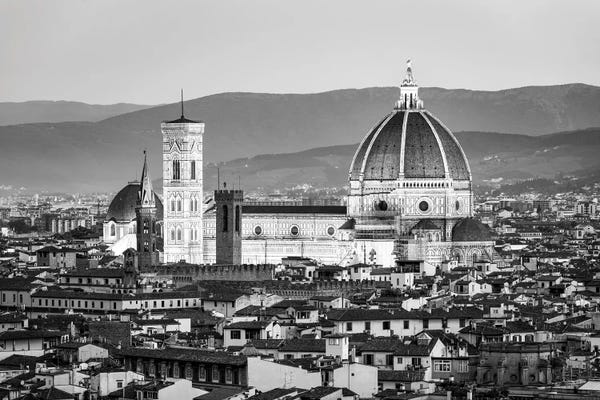 Aerial Photography: Florence Cathedral In Black And White by Jan Becke