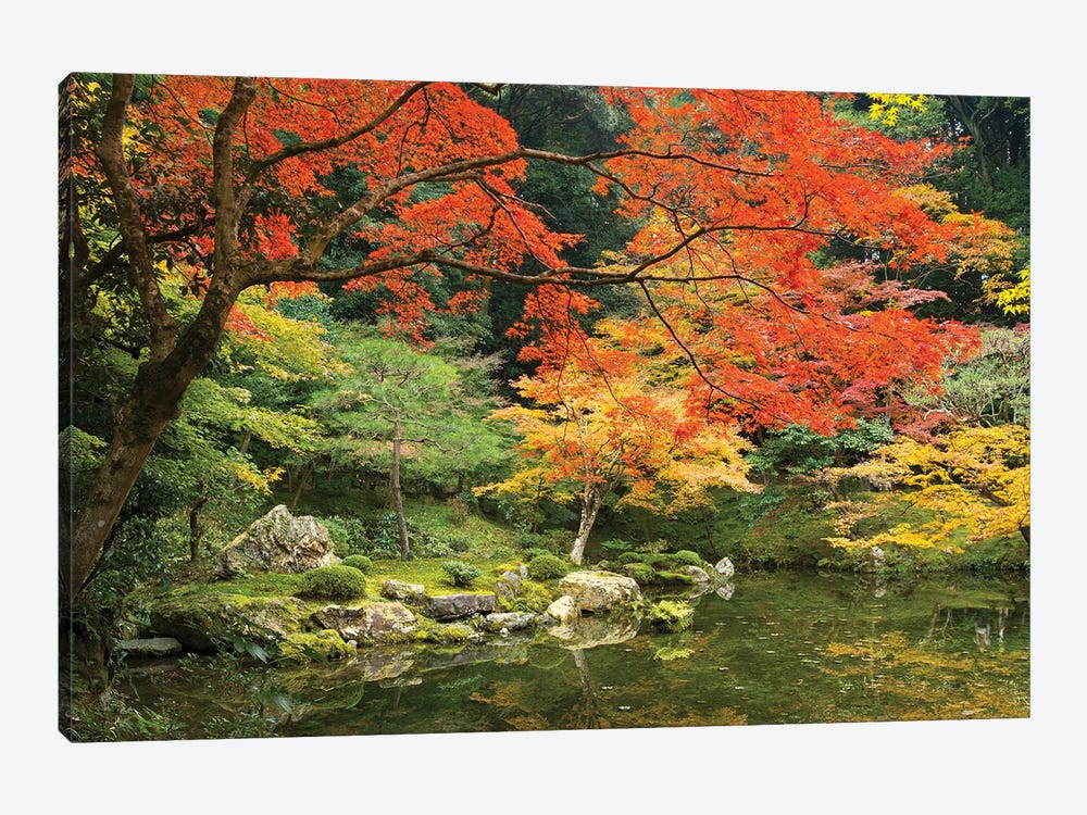 Japanese Garden In Autumn, Kyoto, Japan by Jan Becke 1-piece Canvas Artwork