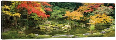 Panoramic View Of A Japanese Garden In Autumn Season, Kyoto, Japan Canvas Art Print - Japan Art