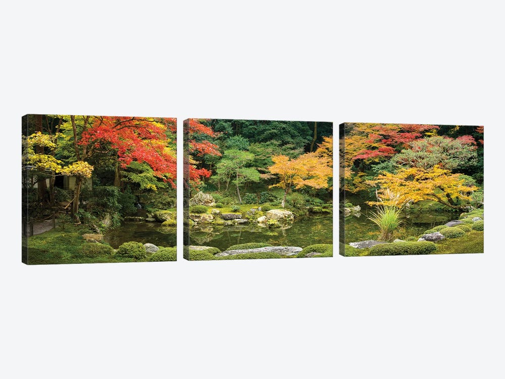 Panoramic View Of A Japanese Garden In Autumn Season, Kyoto, Japan by Jan Becke 3-piece Canvas Wall Art