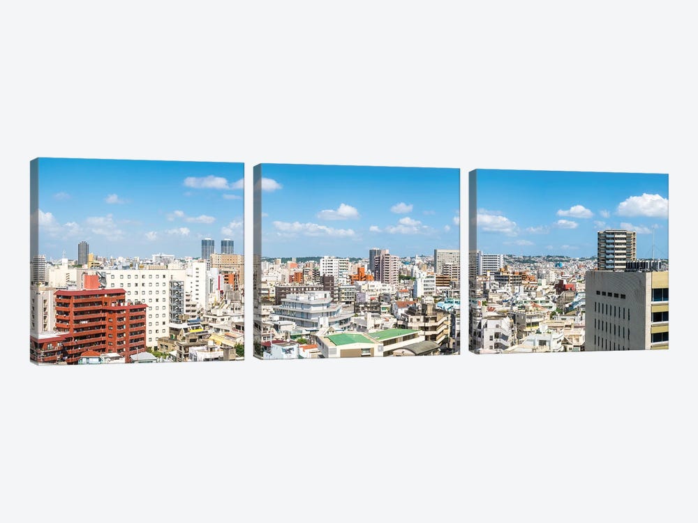 Naha Skyline Panorama, Okinawa, Japan by Jan Becke 3-piece Canvas Print