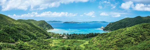 Hillsides: Tokashiku Beach Panorama, Tokashiki Island, Kerama Islands Group, Okinawa by Jan Becke