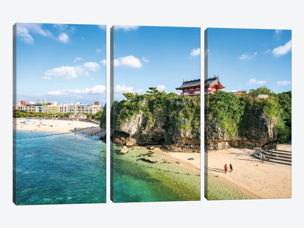Naminoue Beach And Naminoue Shrine, Naha, Okinawa by Jan Becke 3-piece Canvas Artwork