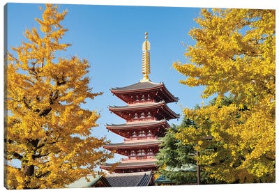 Five-Story Pagoda At The Sensō-Ji Buddhist Temple In Asakusa, Tokyo, Japan Canvas Art Print - Pagodas