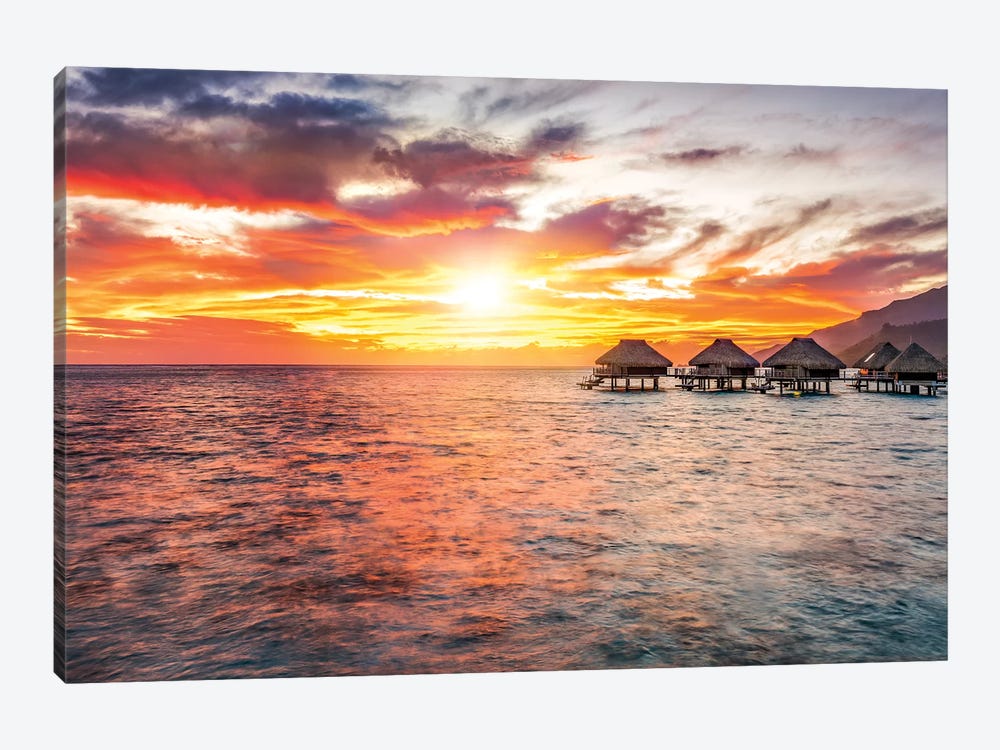 Sunset At The Bora Bora Atoll by Jan Becke 1-piece Canvas Art Print