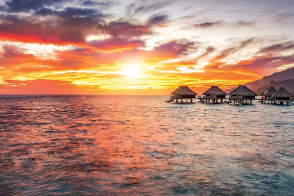 French Polynesia: Sunset At The Bora Bora Atoll by Jan Becke