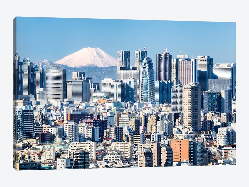 Shinjuku Skyline With Mount Fuji by Jan Becke 1-piece Canvas Art Print