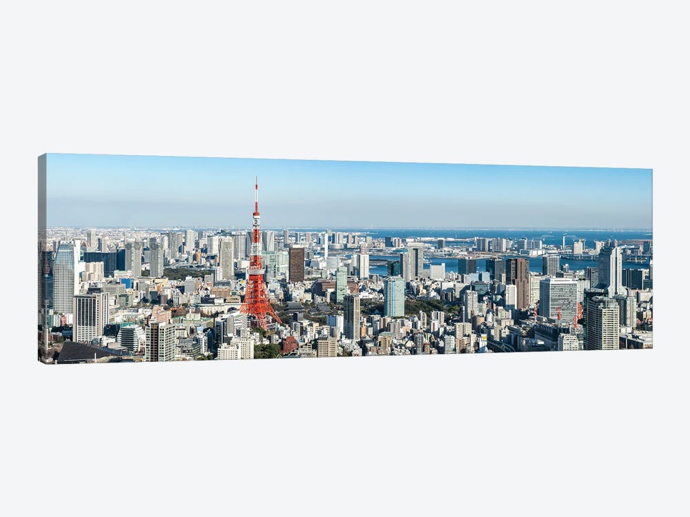Tokyo Aerial Skyline Panorma With Tokyo Tower by Jan Becke 1-piece Canvas Art
