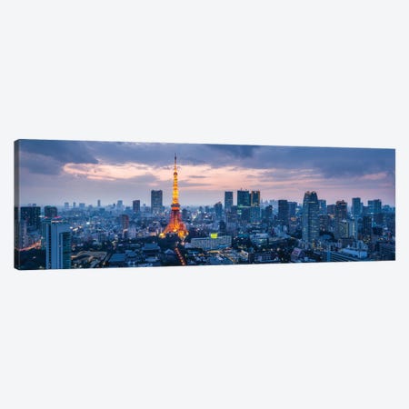 Tokyo Skyline Panorama At Night With Tokyo Tower Canvas Print #JNB1447} by Jan Becke Canvas Print