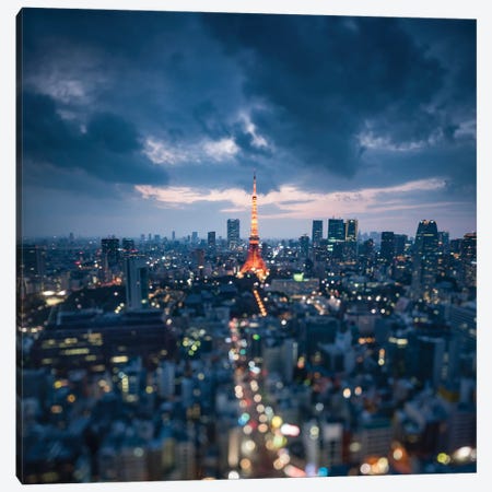Tokyo Tower At Night With Tilt Shift Effect Canvas Print #JNB1449} by Jan Becke Canvas Artwork