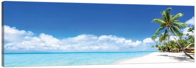 Tropical Beach Panorama On Bora Bora Canvas Art Print - Coastal Art