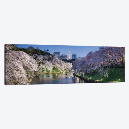 Chidorigafuchi Light Up Event During Cherry Blossom Season With Tokyo Tower In The Background, Tokyo, Japan Canvas Print #JNB1455} by Jan Becke Canvas Wall Art