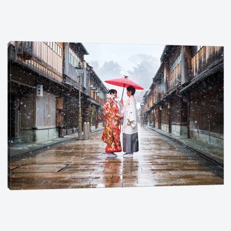 Wedding Couple At The Old Town Of Kanazawa Canvas Print #JNB1458} by Jan Becke Canvas Art Print