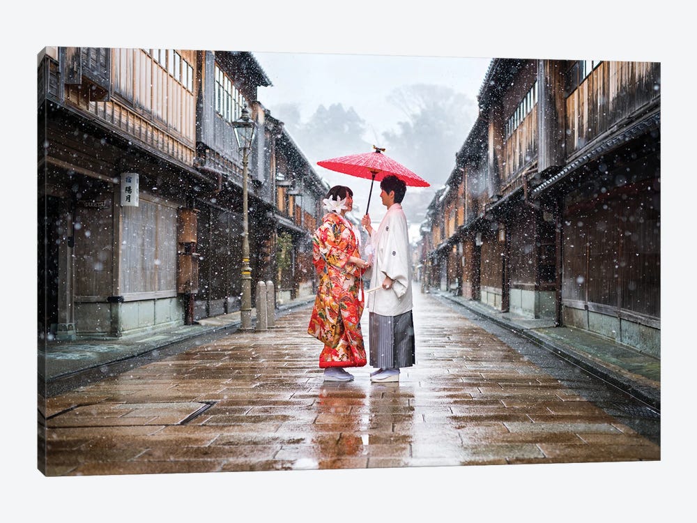 Wedding Couple At The Old Town Of Kanazawa by Jan Becke 1-piece Canvas Wall Art