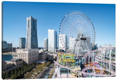Landmark Tower And Ferris Wheel At Minato Mirai 21, Yokohama Canvas Art Print
