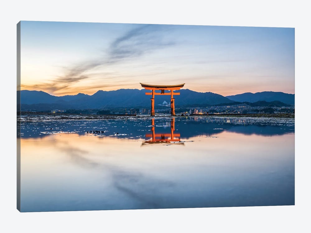 Torii Gate Of The Itsukushima Shrine At Sunset, Miyajima Island, Japan by Jan Becke 1-piece Art Print