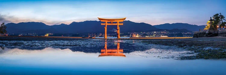 Panoramic View Of The Torii Gate Of The Itsukushima Shrine On Miyajima