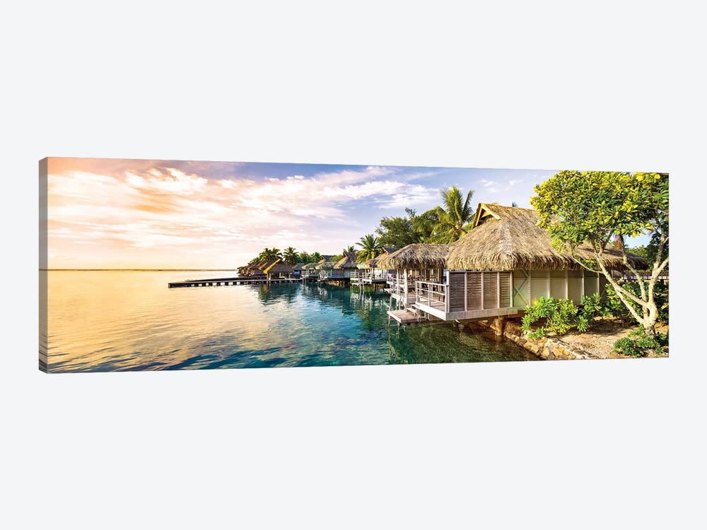 Overwater Villas At Sunset, Moorea Island, French Polynesia by Jan Becke 1-piece Art Print