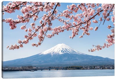 Mount Fuji In Spring At Lake Kawaguchiko Canvas Art Print - Japan Art