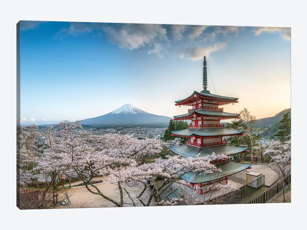 Chureito Pagoda With View Of Mount Fuji At The Arakura Sengen Shrine In Fujiyoshida by Jan Becke 1-piece Canvas Artwork