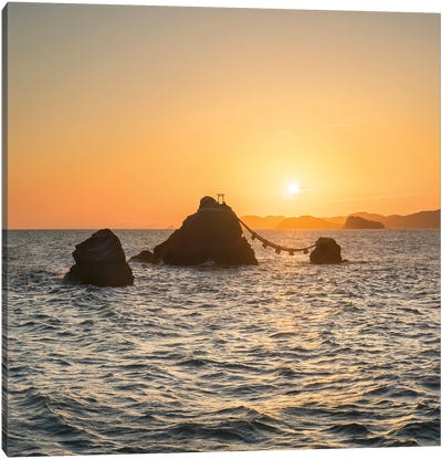 Sunrise At The Meoto Iwa Rocks Also Known As The "Wedded Rocks", Mie Prefecture, Japan Canvas Art Print