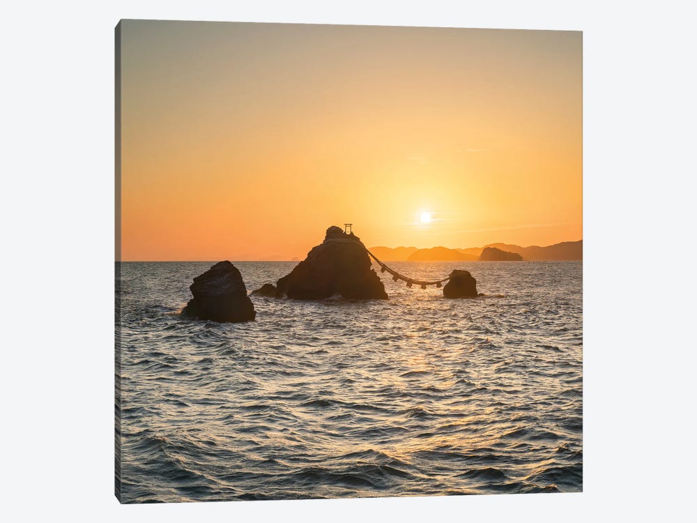 Sunrise At The Meoto Iwa Rocks Also Known As The "Wedded Rocks", Mie Prefecture, Japan by Jan Becke 1-piece Canvas Artwork