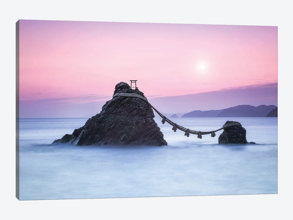 Meoto Iwa Rocks Also Known As The "Wedded Rocks" At Sunrise, Mie Prefecture, Japan by Jan Becke 1-piece Canvas Art Print