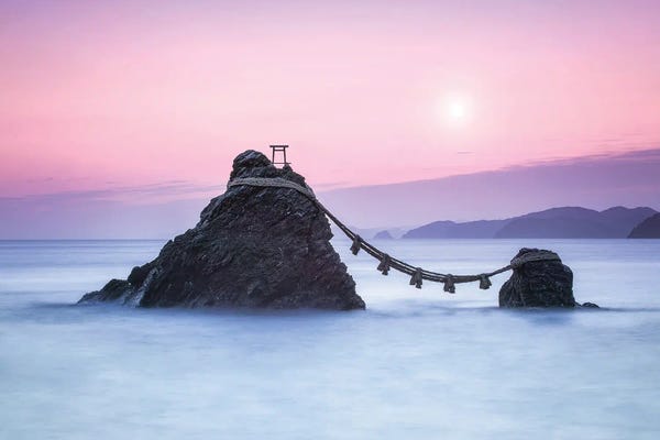 Lake Sunrises & Sunsets: Meoto Iwa Rocks Also Known As The "Wedded Rocks" At Sunrise, Mie Prefecture, Japan by Jan Becke
