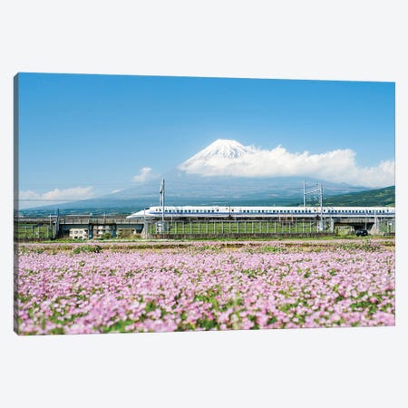 Tokaido Shinkansen Train Passing By Mount Fuji, Yoshiwara, Shizuoka Prefecture, Japan Canvas Print #JNB1495} by Jan Becke Canvas Art