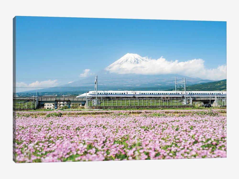 Tokaido Shinkansen Train Passing By Mount Fuji, Yoshiwara, Shizuoka Prefecture, Japan by Jan Becke 1-piece Art Print