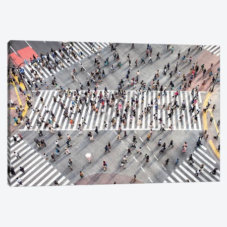 Aerial View Of Pedestrians At Shibuya Crossing, Tokyo, Japan Canvas Print #JNB1522} by Jan Becke Canvas Print