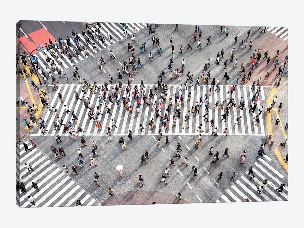 Aerial View Of Pedestrians At Shibuya Crossing, Tokyo, Japan by Jan Becke 1-piece Canvas Wall Art