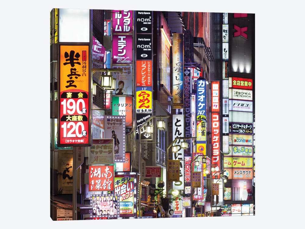 Billboards At The Kabukicho Red Light District, Shinjuku, Tokyo by Jan Becke 1-piece Canvas Artwork